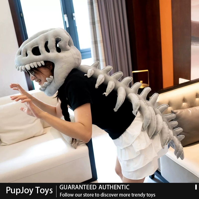 Cosplay Fire Prop - Evrensel Dinozor İskeleti Şeklinde Peluş Şapka,